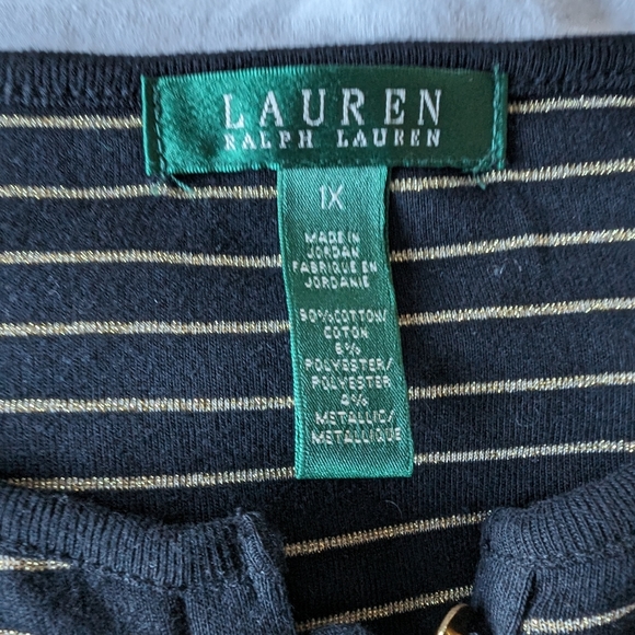 Lauren L/S Black Tee gold stripes - Picture 11 of 13